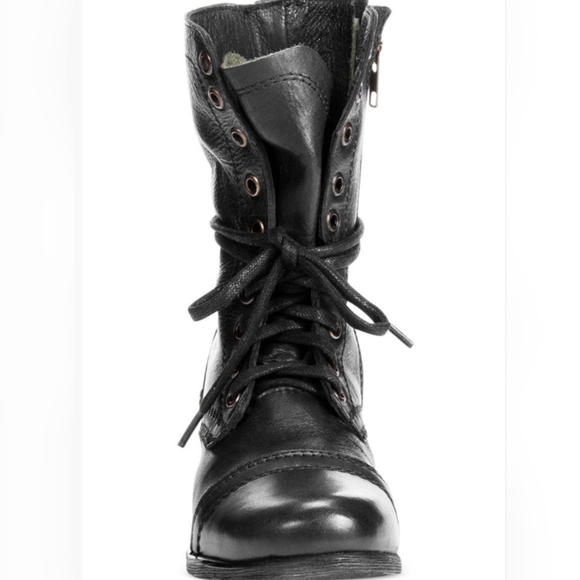 Steve Madden Black Troopa Combat Ankle Boots - Picture 6 of 9